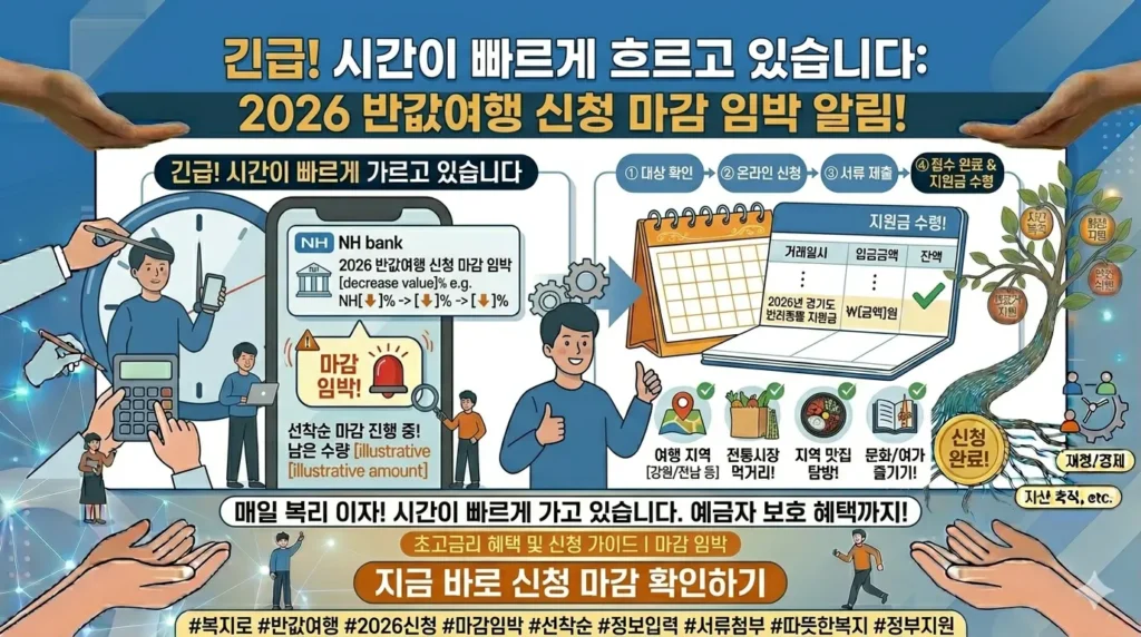 2026 반값여행 신청을 서두르는 사람들, 노트북과 휴대폰을 보며 환급금