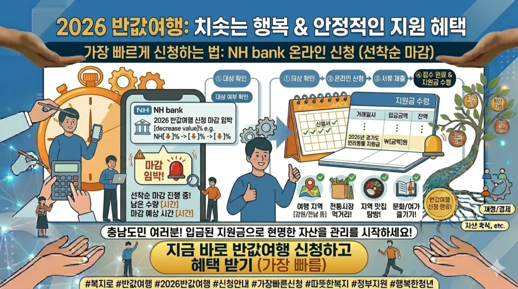 2026 반값여행 온라인 신청 페이지 모바일 화면 스크린샷, '신청하기'