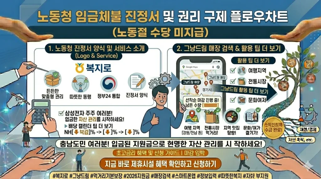 노동청 임금체불 진정서 양식을 작성하는 모습. 부당한 노동절 수당 미지급 시