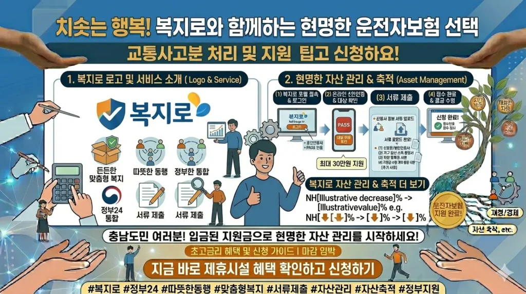 노트북 앞에서 운전자보험을 비교하며 웃고 있는 사람, 현명한 선택으로 만족하는 모습