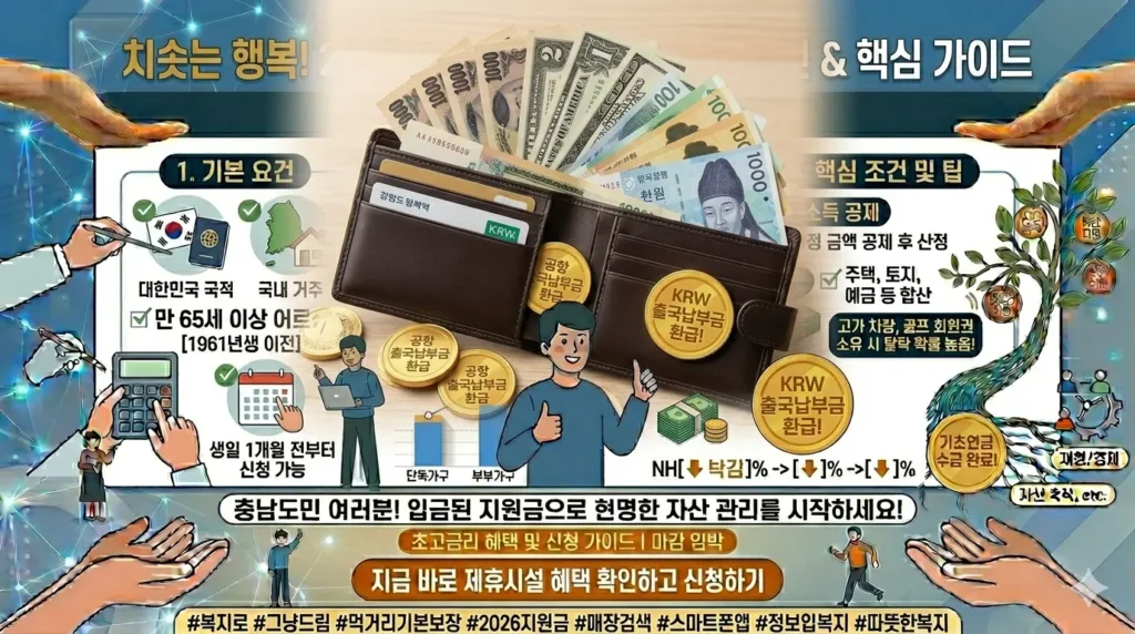 돈이 가득한 지갑 이미지. 출국납부금 환급으로