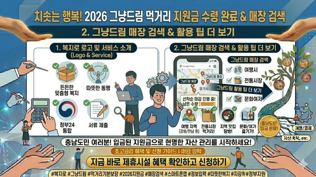 스마트폰 앱에서 그냥드림 먹거리 기본보장