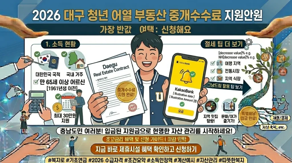 지원금 수령 후 미소 짓는 대구 청년의 모습,