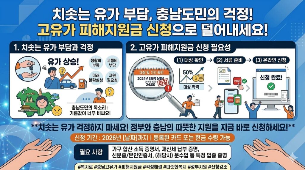 치솟는 유가에 걱정하는 충남도민, 고유가 피해지원금 신청 필요성 강조