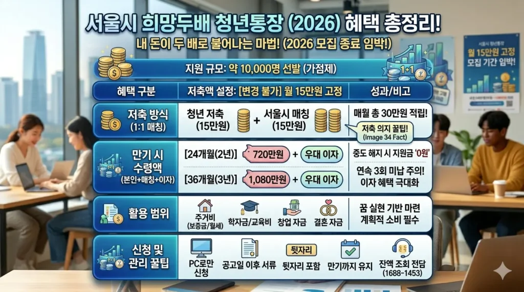 서울시 희망두배 청년통장 혜택 요약 이미지