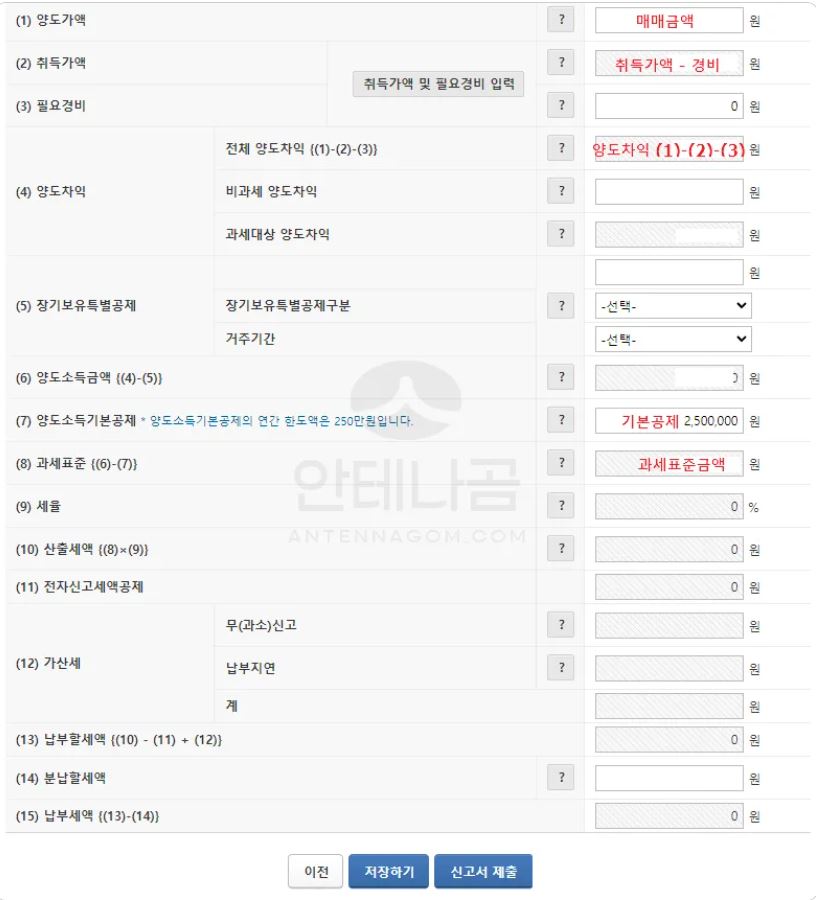 양도세 신고방법 및 계산기