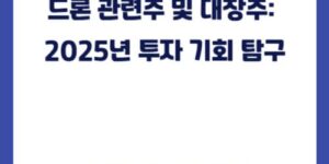 드론 관련주 및 대장주: 2025년 투자 기회 탐구