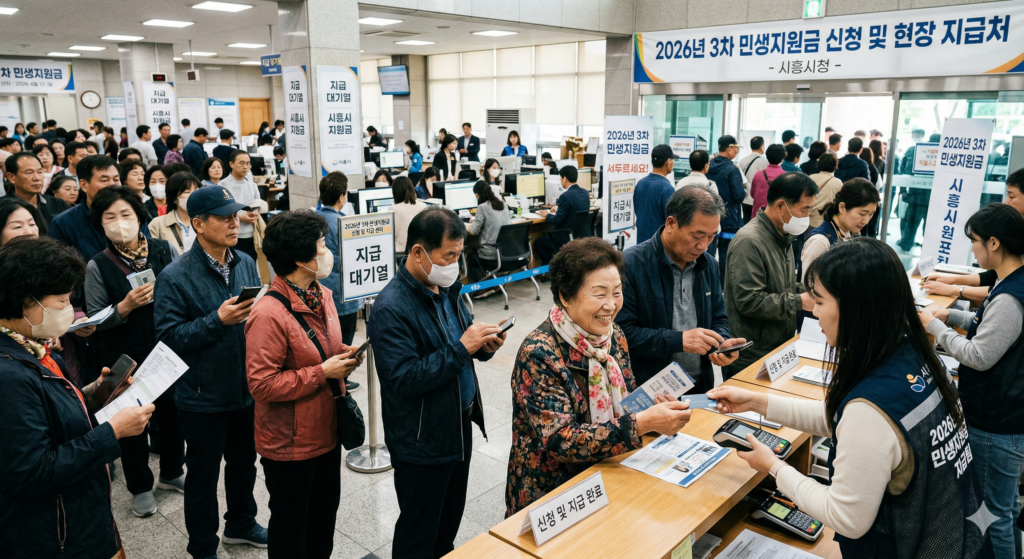 2026년 3차 민생지원금 신청을 서두르는 사람들, 지원금 받는 모습