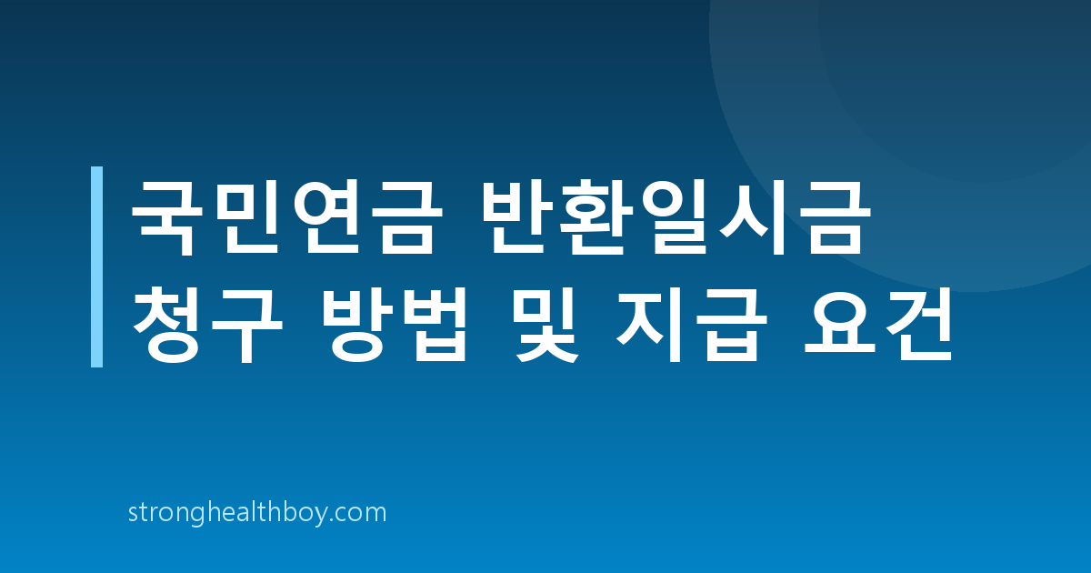 국민연금 반환일시금 청구 방법 및 지급 요건