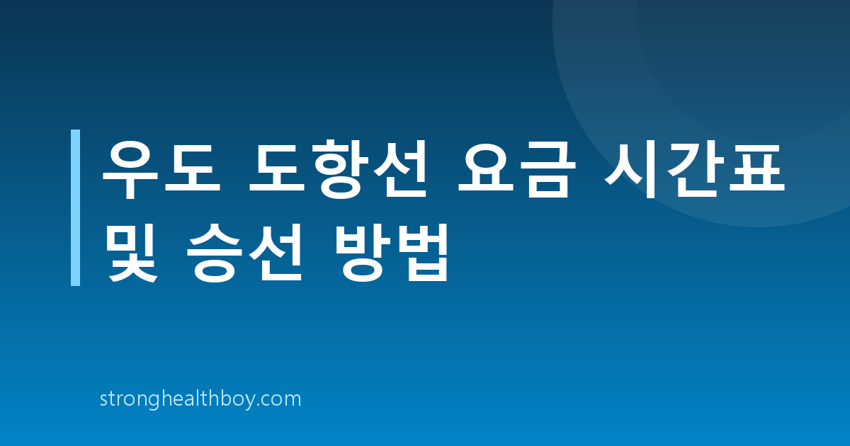 우도 도항선 요금 시간표 및 승선 방법