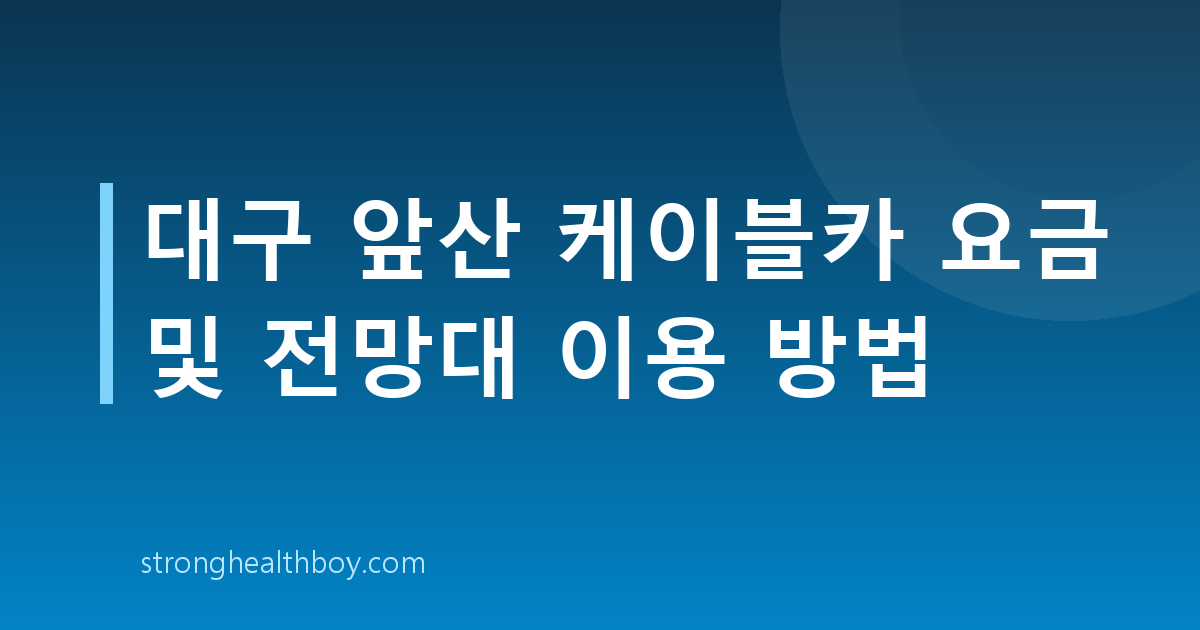 대구 앞산 케이블카 요금 및 전망대 이용 방법