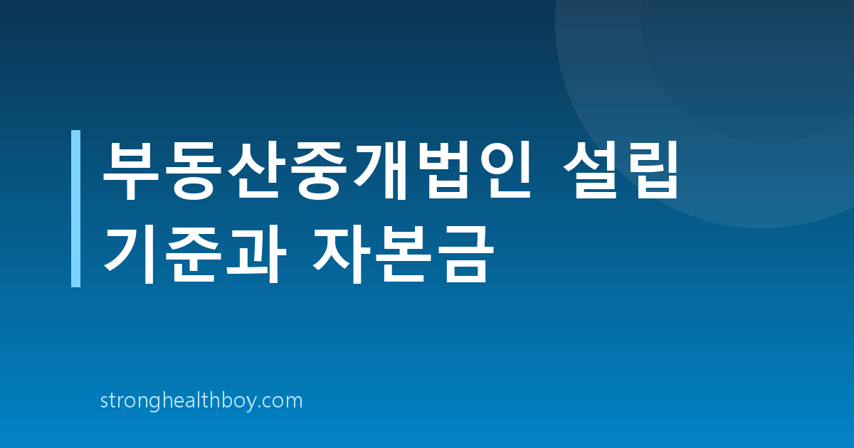 부동산중개법인 설립 기준과 자본금