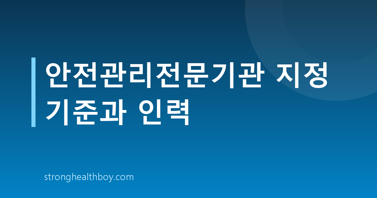 안전관리전문기관 지정 기준과 인력